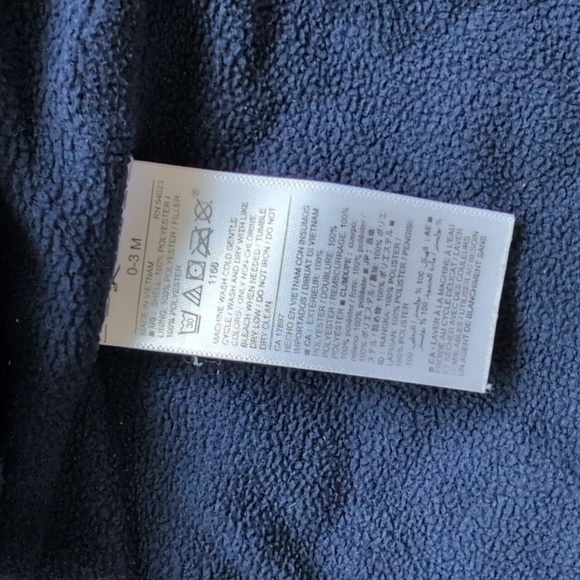 old navy blue quilted zip-up fleece lined vest 0-3 months baby - Picture 4 of 5